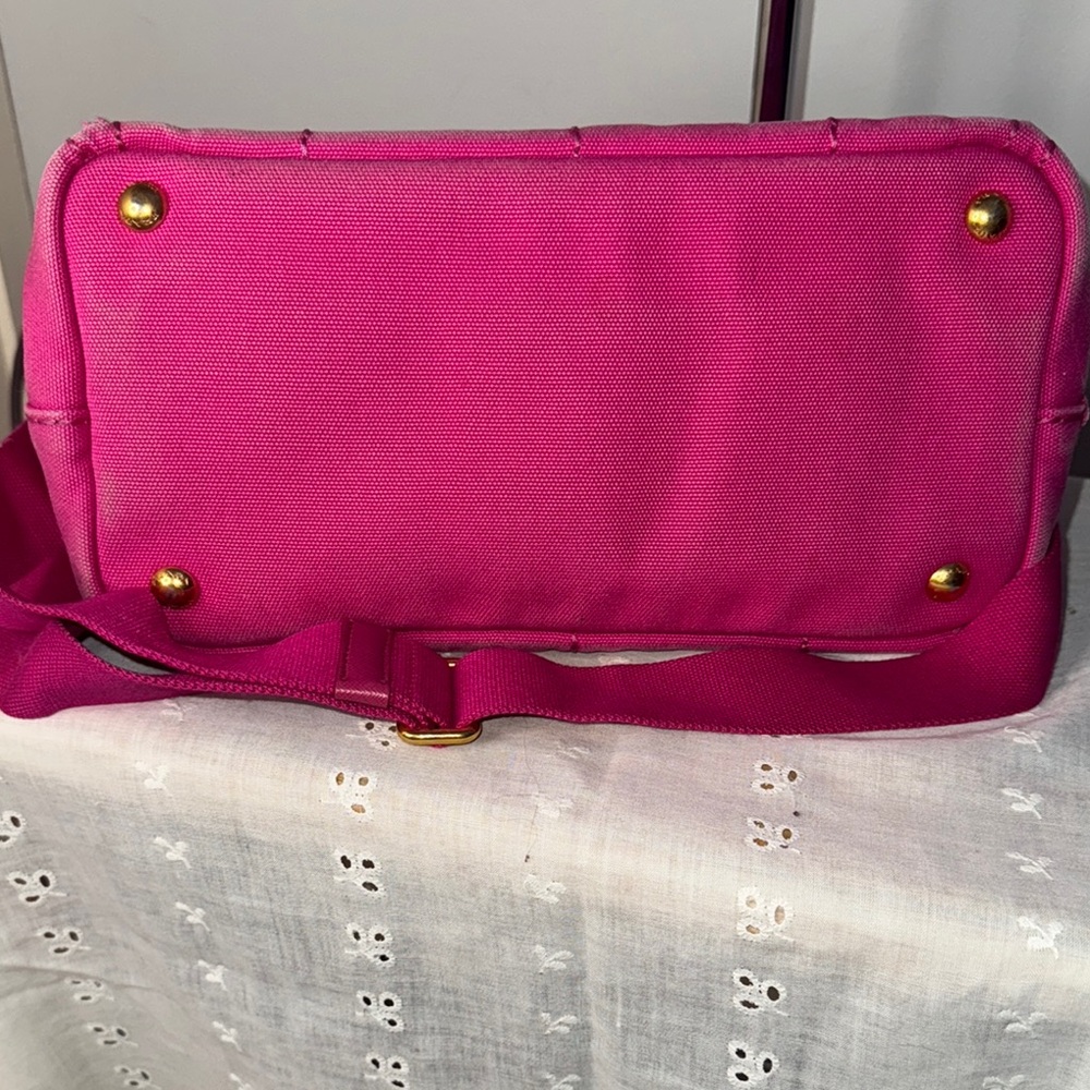 Prada Pink Canvas Crossbody Tote - Picture 9 of 13